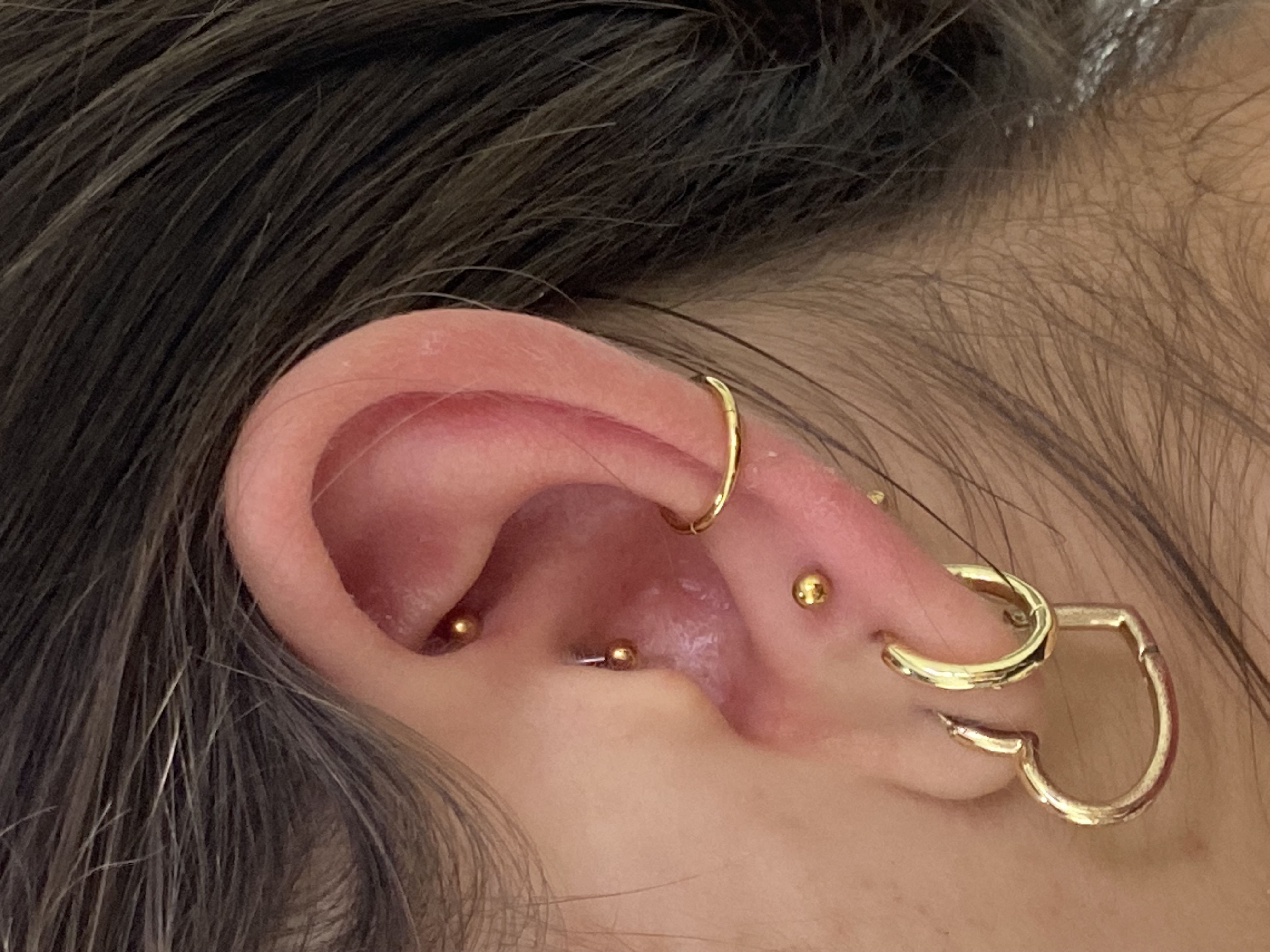 Gold daith piercing